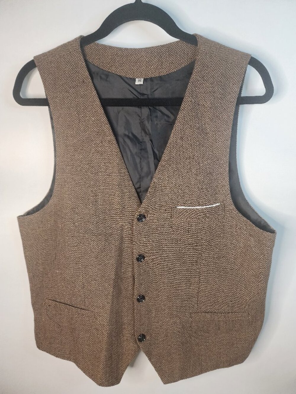 Men’s Vintage Wool Chevron Vest – Size Large